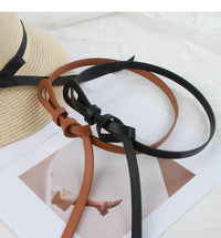 Thin Knotted Belts for Women Belt Lady Waist Band Soft Leather Waist Belt Solid Color Strap Dress Coat  Accessories Luxury