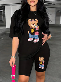 Loose Round Neck Short Sleeved T-Shirt & Shorts Set