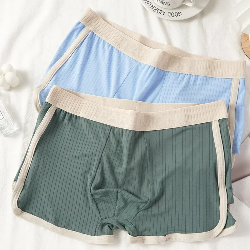 Men's Fashion Striped Boxer Shorts Underwear Sexy Panties Casual Male Boxers Homme U Convex Shorts Lingerie Underpants