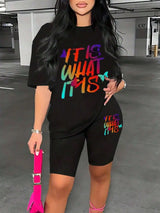 Colored Letters Printing Shirt & Shorts