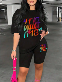 Colored Letters Printing Shirt & Shorts