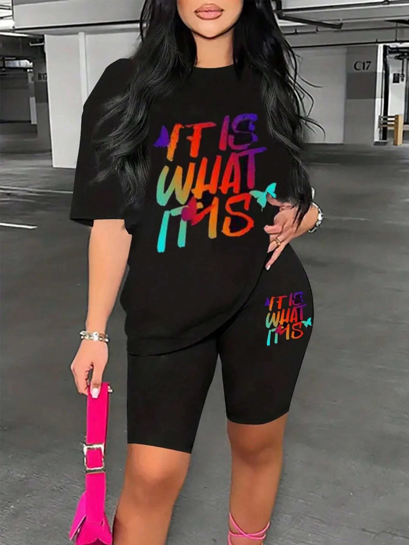 Colored Letters Printing Shirt & Shorts