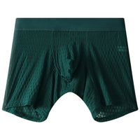 Fashion Ice Silk Underwear Long Leg Boxer Shorts For Man EUR Size Summer Thin Quick Dry Panties Lace Sexy Lengthen Underpants