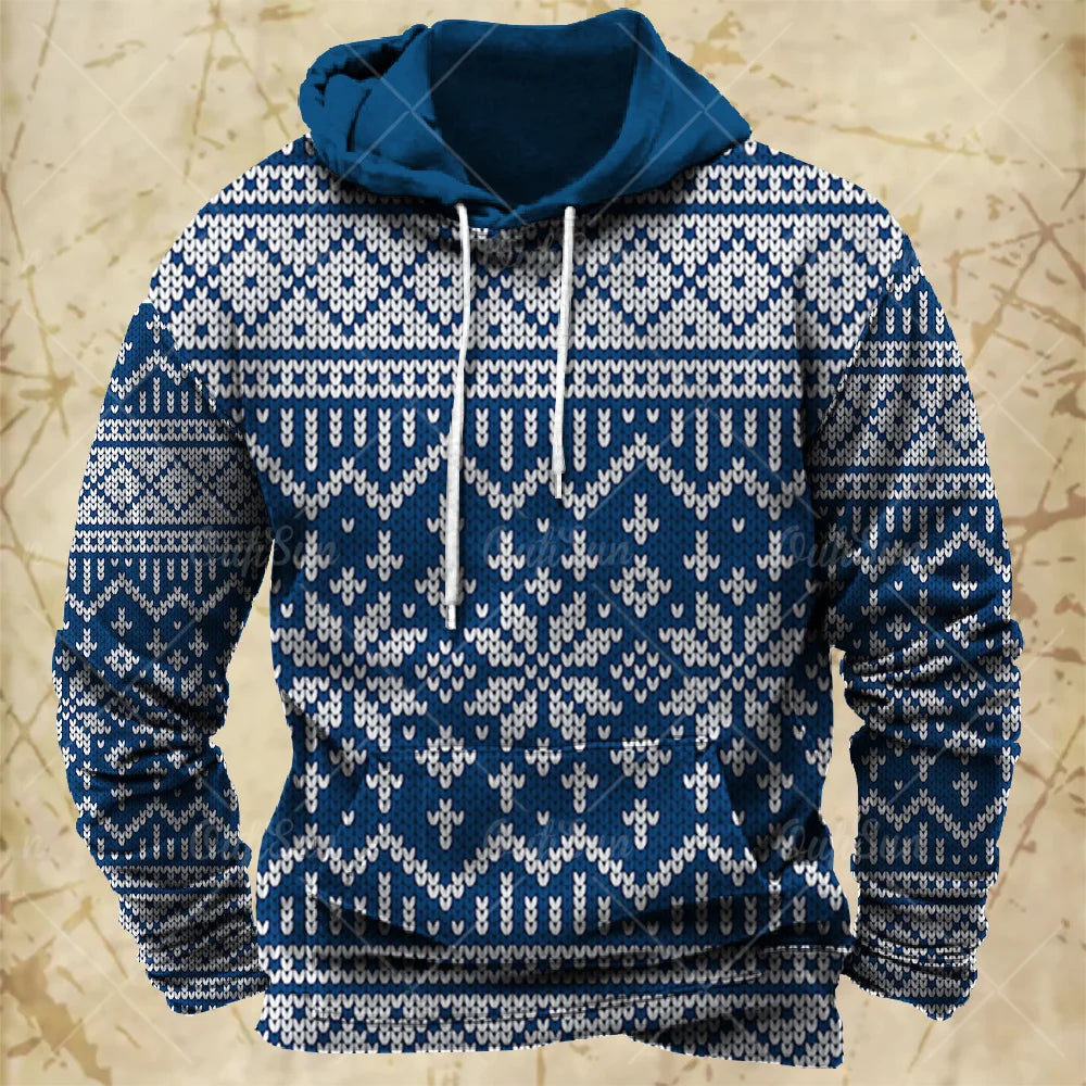 Men Hooded Vintage Print  Sweatshirt