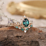 Classic Rose Gold Emerald Pair Ring for Women