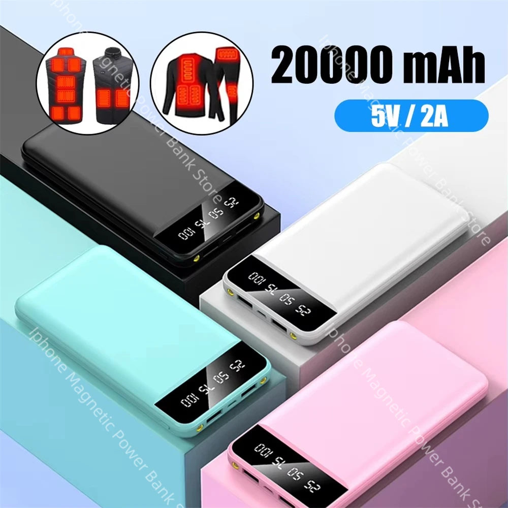 20000mAh Heated Battery Power Bank 5V/2A Portable Fast Charger External Battery Pack for Heated Vest Jacket Scarf Gloves Socks
