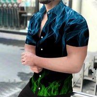 3D Flame Breathable Short Sleeve Shirt