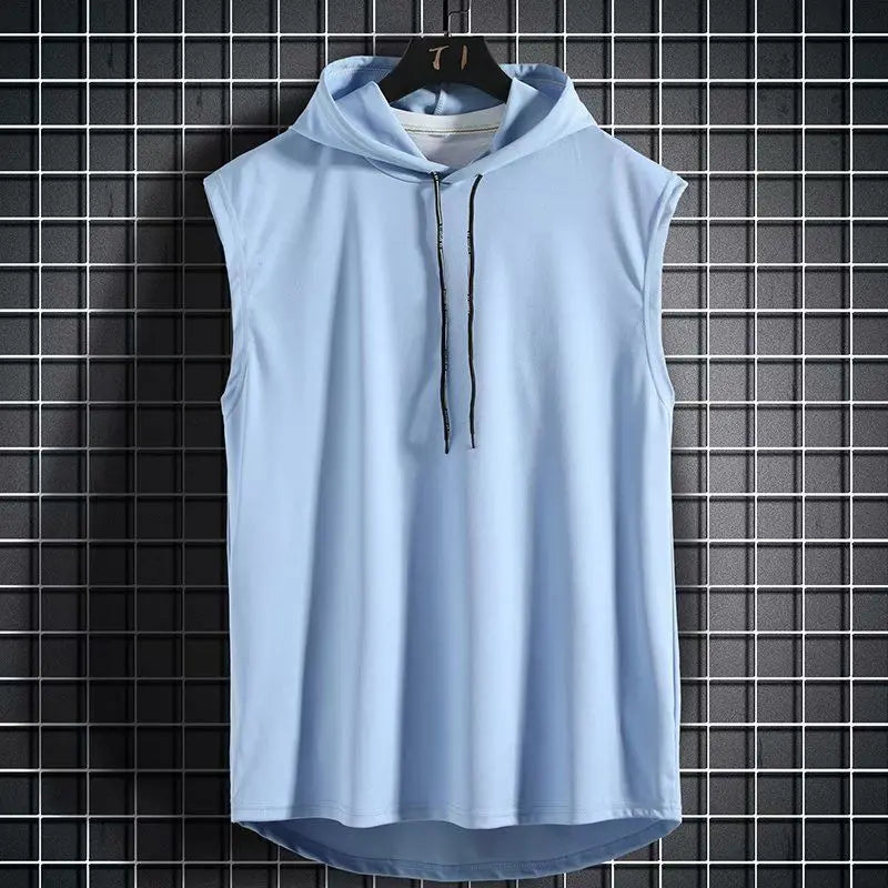 Men Tie Collar Hooded Sleeveless Vest