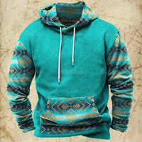 Men Hooded Vintage Print  Sweatshirt