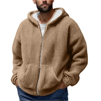 Men's Winter Zipper Hooded Fleece Sweatshirt with Pocket