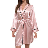 Simple V Neck Long Sleeve Robe With Belt