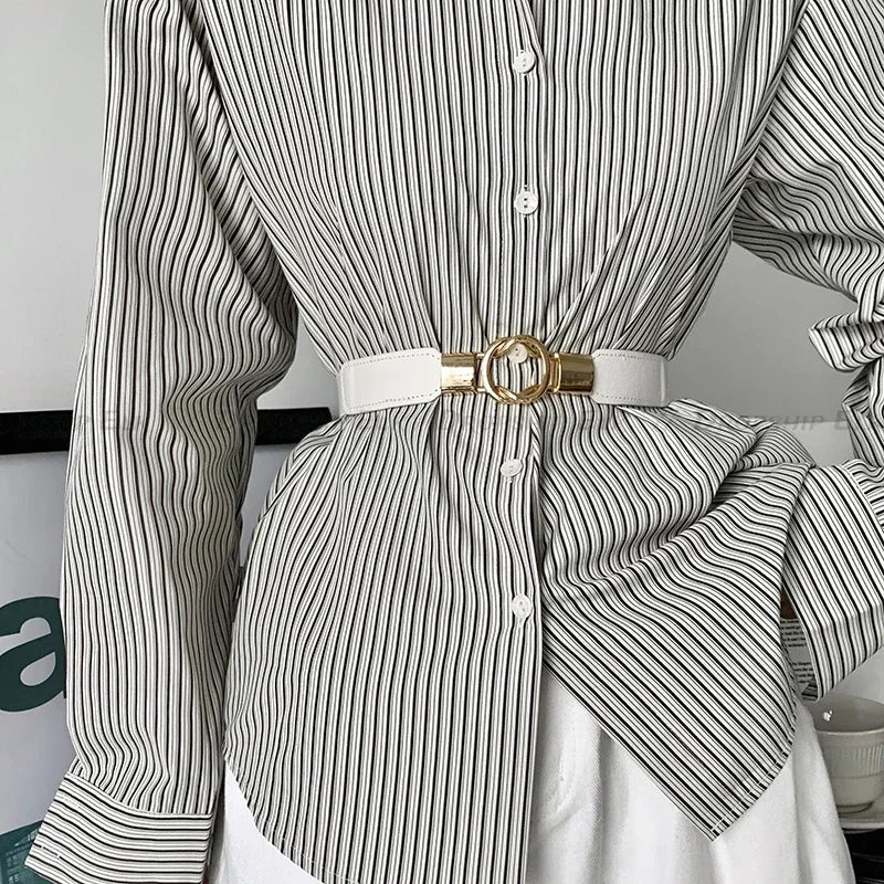 Women Belt Elastic Waistband Thin Stretch Wrap Buckle Waist Belt Elegant Cummerbunds Fashion Leaf Belt for Dress Accessories