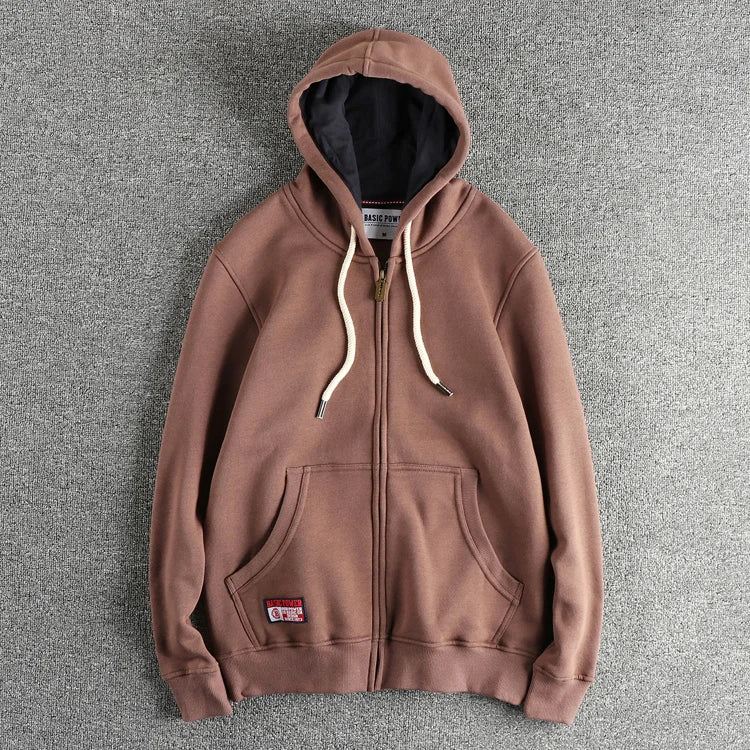 Cardigan Men's Casual Pure Color Zipper Hoodie