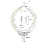 Personality flower Pearl Wedding Necklace Earring