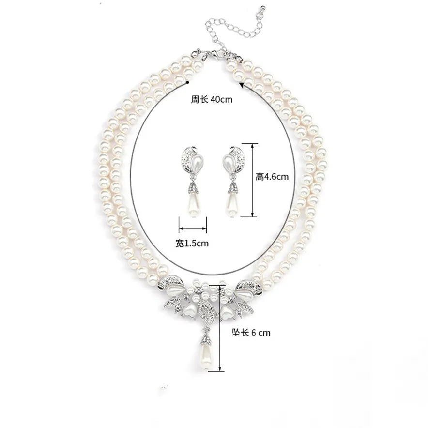 Personality flower Pearl Wedding Necklace Earring