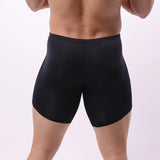 EUR Size Men Long Leg Boxer Shorts Underwear Mid Waist Sexy U Big Pouch Thin Panties Ice Silk Male Breathable Sports Underpants