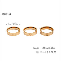 18K Gold, Great Wall Pattern, Four Leaf Flower, Cross Ring For Women
