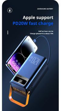 30000mAh 60000mAh Portable Power Bank 120W Fast Charging Power Station Emergency Power Bank LED Charger for Home Camping Phone