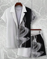 Men 3D Printed Retro Hawaiian Shirt Set