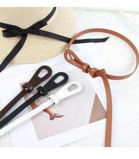 Thin Knotted Belts for Women Belt Lady Waist Band Soft Leather Waist Belt Solid Color Strap Dress Coat  Accessories Luxury