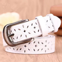 Leather Belts for Woman Belt Vintage Pin Buckle Strap Jeans Hollow Belt