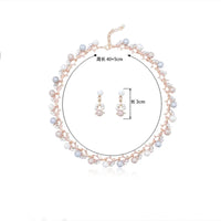 Personality flower Pearl Wedding Necklace Earring