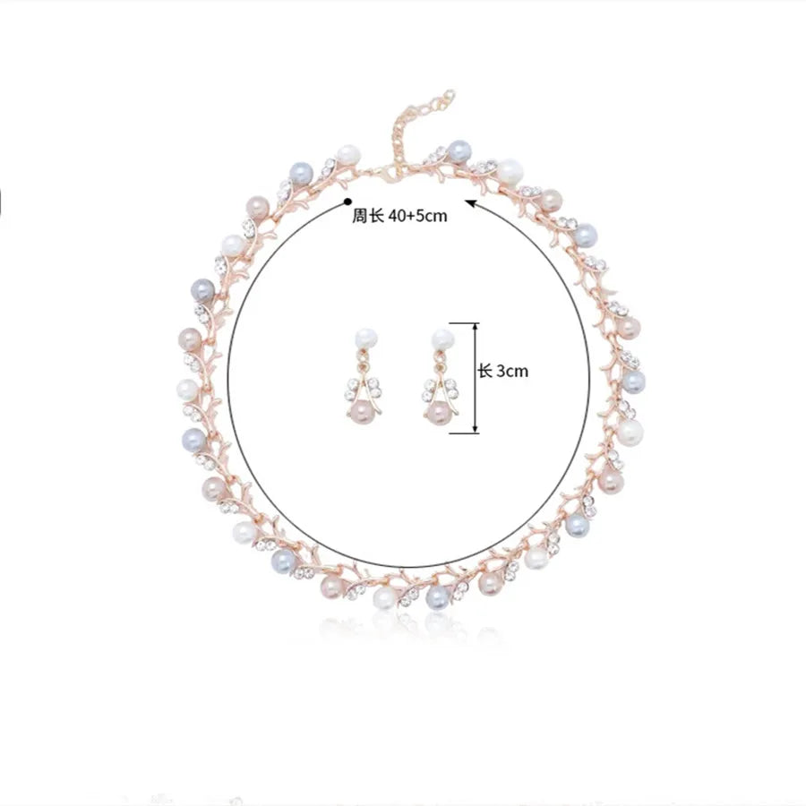 Personality flower Pearl Wedding Necklace Earring