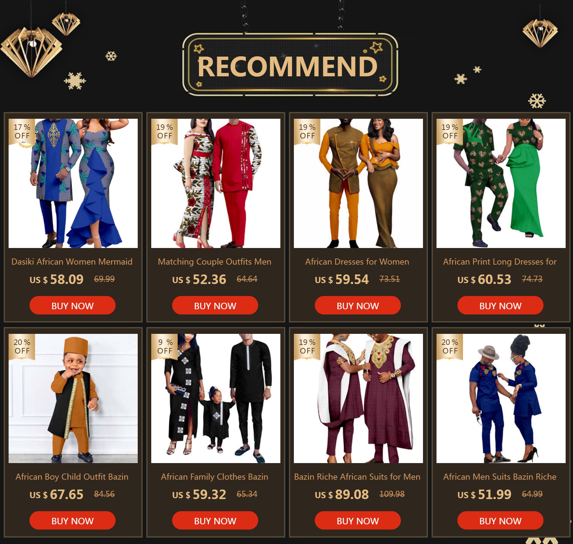 African couple to match outfits Sets - Y22C075