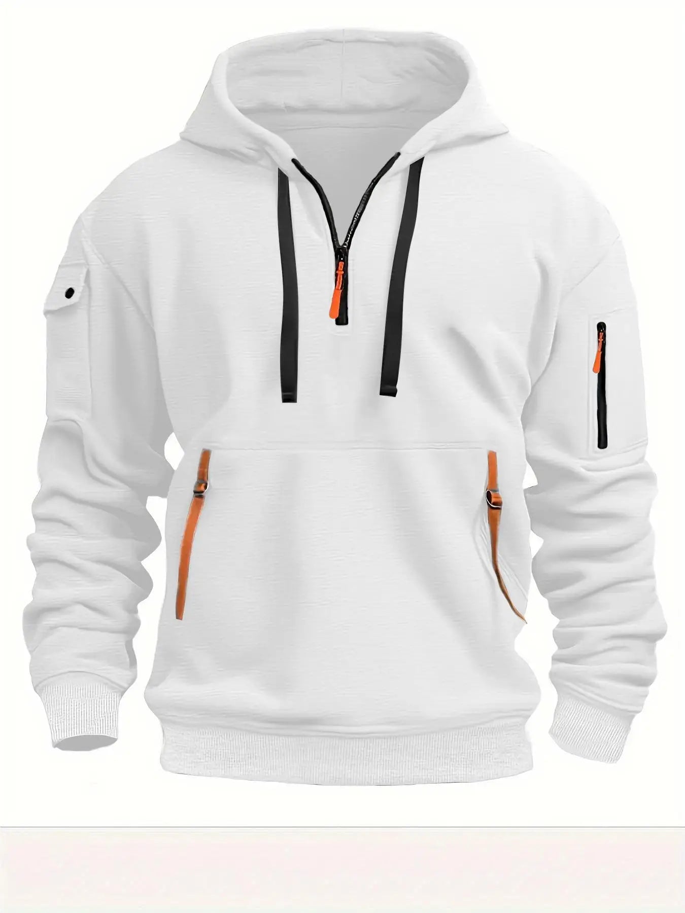 Multi Pocket Zipper Fleece Hoodie