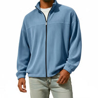 Men's Solid Color Fleece Lined Zip Up Pocket Hooded Sweatshirt