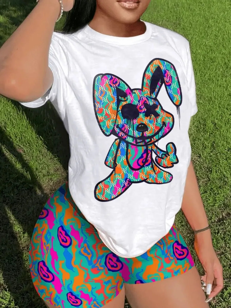 2 PCs Set Casual Short Sleeve Blouse & Pants