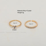 2pcs/set Gold Color Heart Zircon Rings