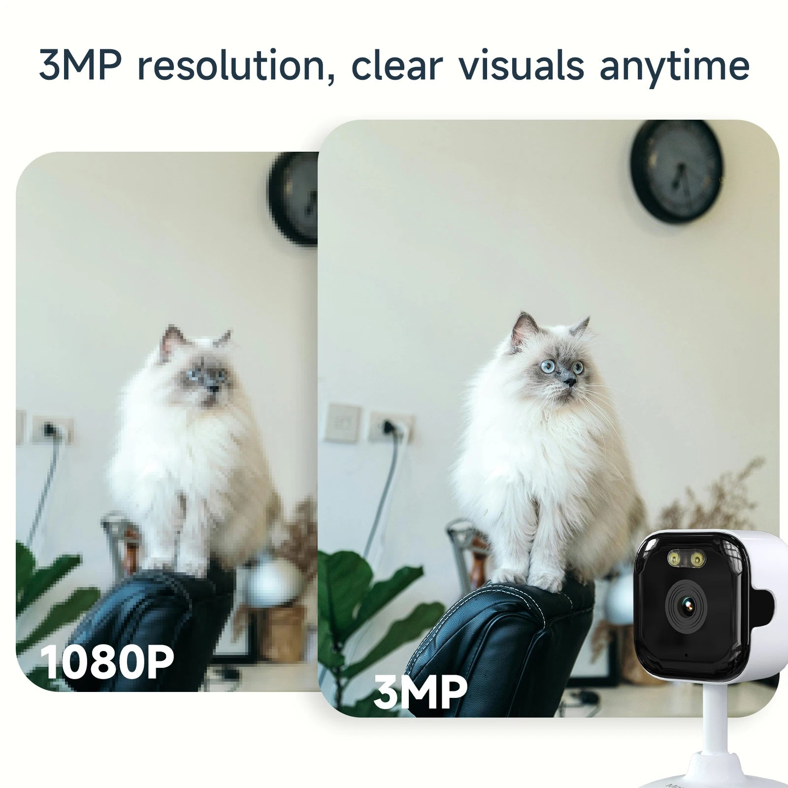 HEIYOUCAM Window Camera - Replaces Outdoor Cameras | 2.4/5GHz Wi-Fi | 3MP Resolution | Full-Color Night Vision Through Window |