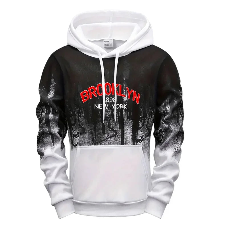 Daily Mens Tracksuit Casual Letter Printing Splash-ink Hooded Sweatshirts Sports Jogging Mens Clothing Single Piece Tops Pants