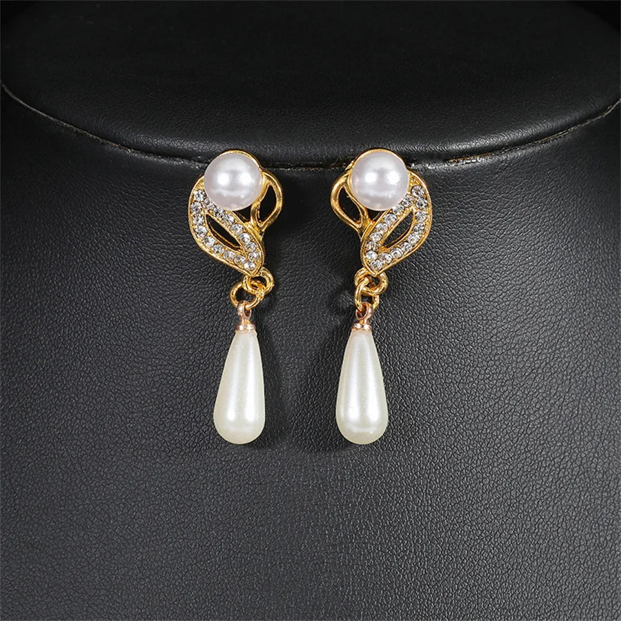 Personality flower Pearl Wedding Necklace Earring