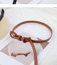 Thin Knotted Belts for Women Belt Lady Waist Band Soft Leather Waist Belt Solid Color Strap Dress Coat  Accessories Luxury