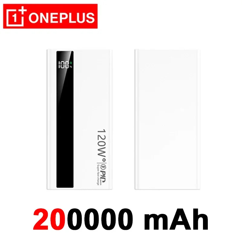 OnePlus 200000mAh Power Bank Large Capacity 120W Super Fast Charging PD20W Power Bank Digital Display Suitable  All Phones