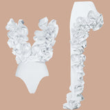 Women Ruffle Splice Bikini With Skirt