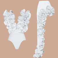 Women Ruffle Splice Bikini With Skirt