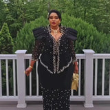 African women's elegant dress Mesh fabric