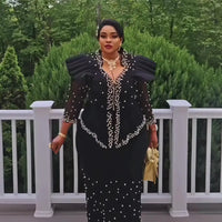 African women's elegant dress Mesh fabric