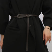 Thin Knotted Belts for Women Belt Lady Waist Band Soft Leather Waist Belt Solid Color Strap Dress Coat  Accessories Luxury