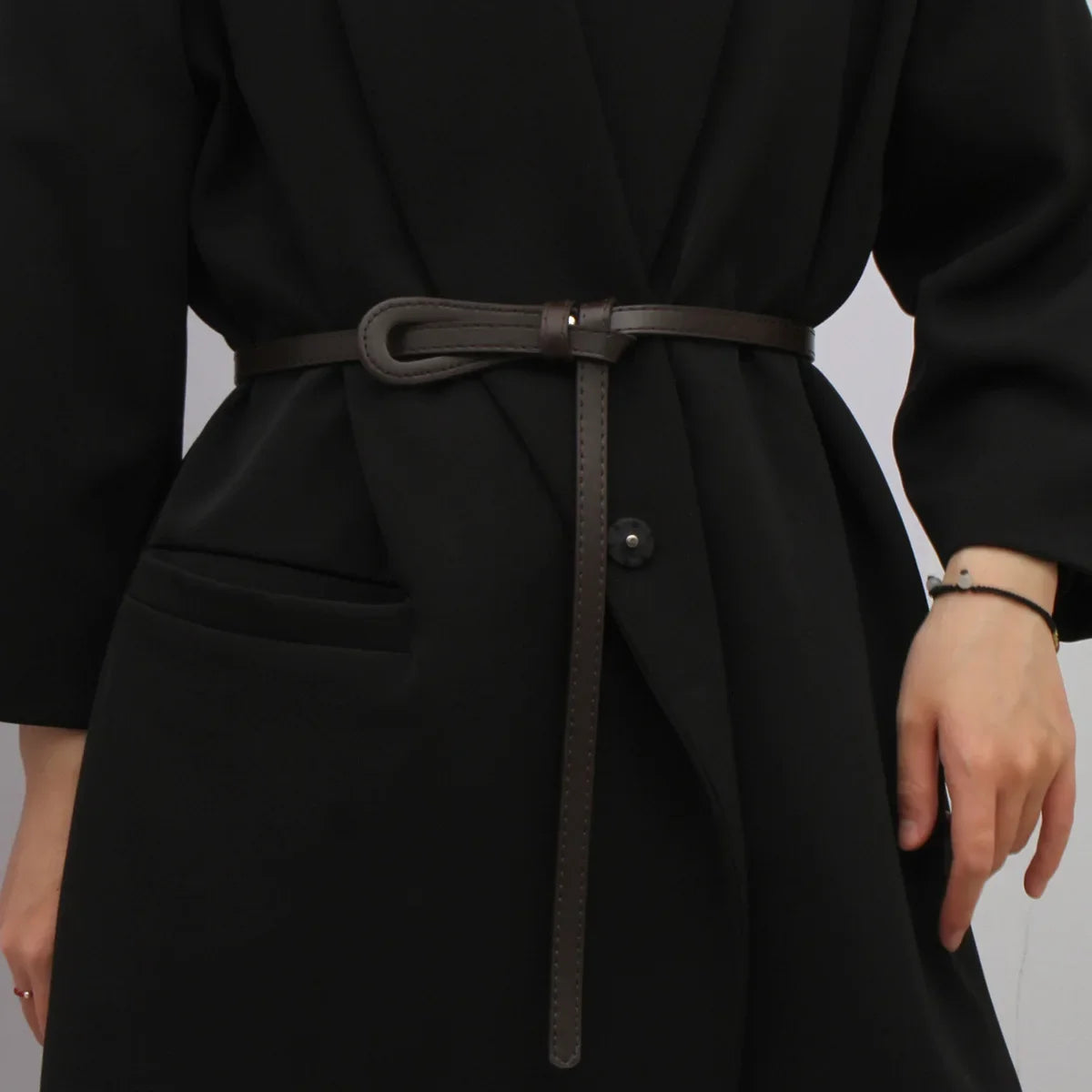 Thin Knotted Belts for Women Belt Lady Waist Band Soft Leather Waist Belt Solid Color Strap Dress Coat  Accessories Luxury