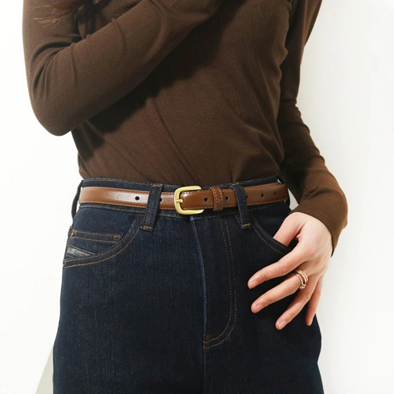 Women's PU Leather Belt with Metal Buckle Casual Simple Waist Strap for Jeans And Dresses Decorative Female Waistband Gift