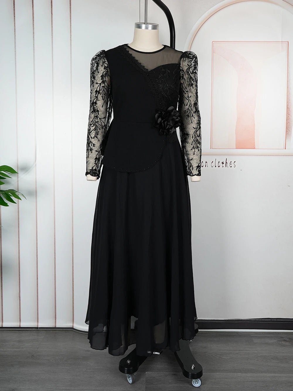 African Dresses For Women Long Sleeve Chiffon Maxi Robe 2025 Africa Clothing Dubai Turkey Kaftan Abayas Wedding Birthday Gowns