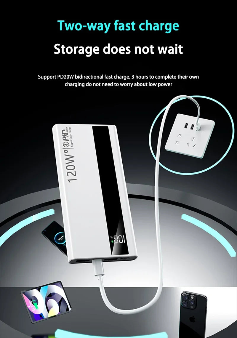 OnePlus 200000mAh Power Bank Large Capacity 120W Super Fast Charging PD20W Power Bank Digital Display Suitable  All Phones