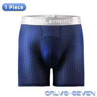 Men's Boxers Shorts Ice Silk Mesh Underwear Cueca Breathable U Convex Pouch Panties Man Middle Long Leg Underpants Large Size