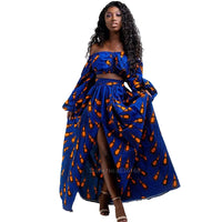 Afro Women 2-piece Set Lady Full Sleeve Shoulder Off