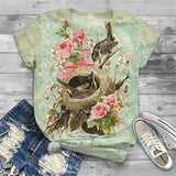 Summer Vintage Butterfly Pattern T-Shirt For Women