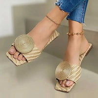 Woman Summer Buckle Solid Flats Sandals